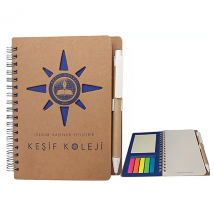 Özel Kesim Sert Kapak Defter (Post-it + Ayraç)